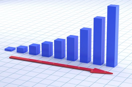 business graph of growth ans sucsess on graph paper