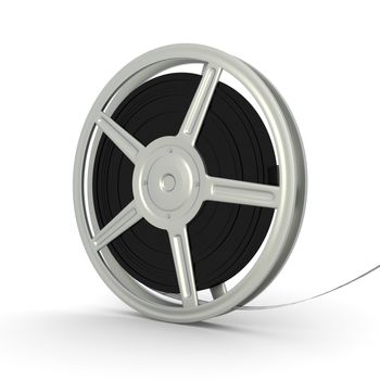A Film reel. 3D rendered Illustration. Isolated on white.