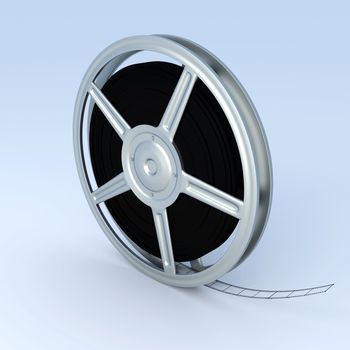 A Film reel. 3D rendered Illustration. Unbalanced lightning. 