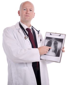 doctor with x-ray scan isolated on a white background