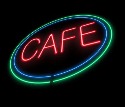 Illustration depicting an illuminated neon cafe sign.