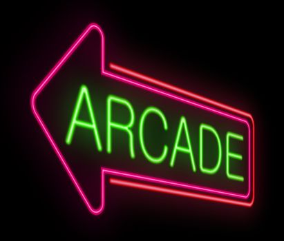 Illustration depicting an illuminated neon arcade sign.