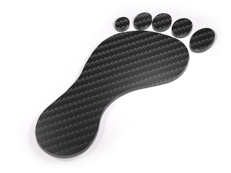 A carbon fiber footprint on white