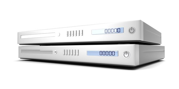 Two generic bluray / DVD devices. 3D rendered Illustration.  