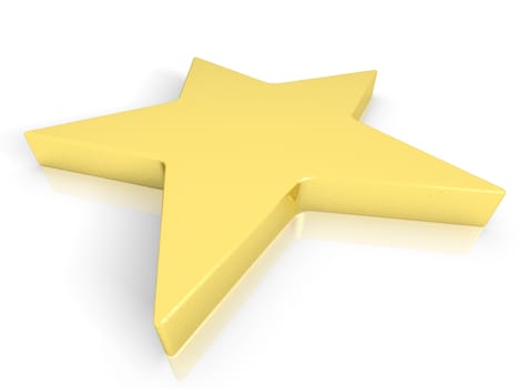 A Gold star isolated on a white background
