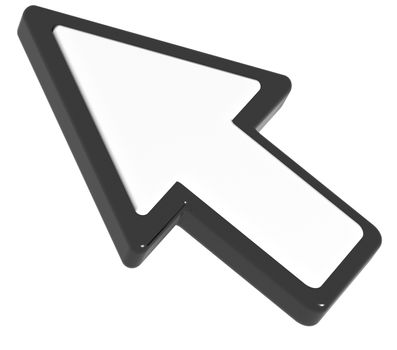 classic computer cursor arrow rendered in 3D on a white background