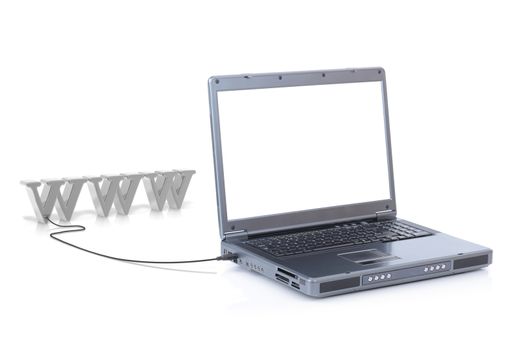 computer connected to the internet www. isolated on a white background with clipping path for screen