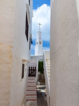 Binibequer Vell in Menorca Binibeca white village Sant Lluis at Balearic Islands