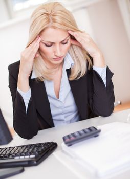 Beautiful businesswoman doing finances in the office