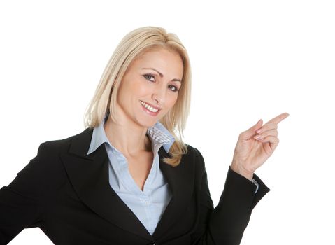 Portrait of beautiful successful businesswoman. Isolated on white
