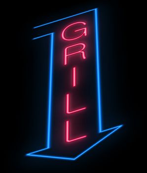 Illustration depicting an illuminated neon grill sign.