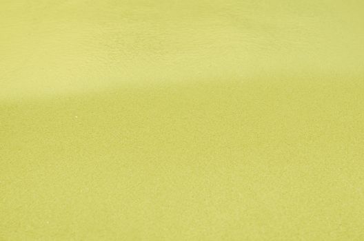 yellow Sandy beach background. Detailed sand texture and water . 
