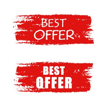 best offer - text on red drawn banner, business concept