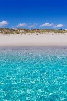 Alaior Cala Son Bou in Menorca turquoise beach at Balearic islands