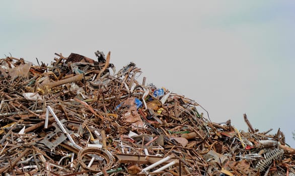 scrap metal processing industry, stacked metal