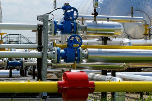 industrial pipes at an oil well