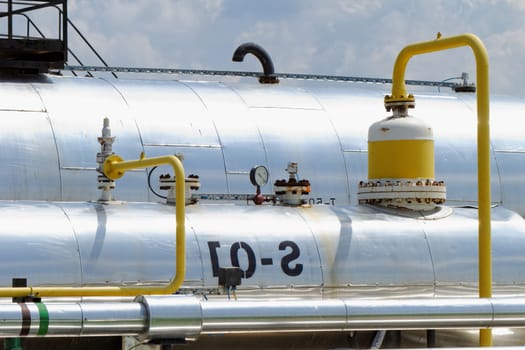 industrial pipes at an oil well