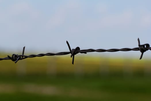 barbed wire defending the industries