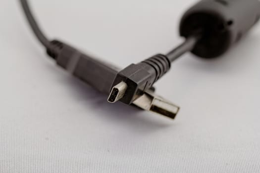 black usb cable on white background (a, micro)