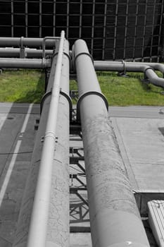 industrial pipes in a electricity power plant