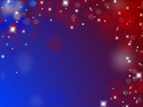 Abstract blue and red background with stars, circles