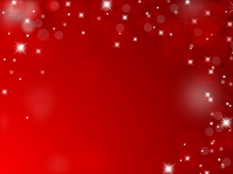 Red Christmas background with snowflakes and stars with text space