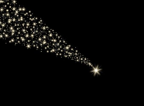 Falling star on a black background