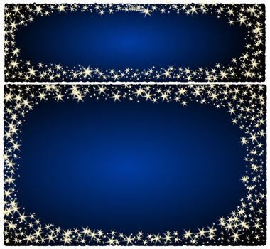 Frame christmas card on a blue background with stars