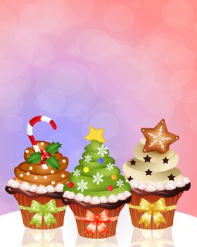 illustration of Christmas cupcakes