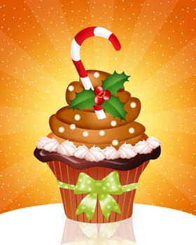 illustration of Christmas cupcake