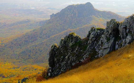 Mount Beshtau Ridges with Variegated Autumn Colors