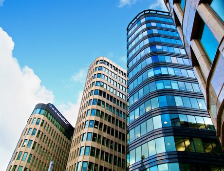 Modern Office Buildings. Bottom Up View