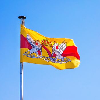 Waving Baden flag on a sunny day, blue sky