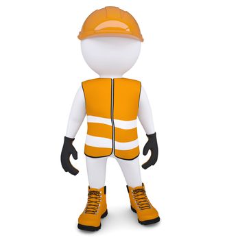 3d white man in overalls. Isolated render on a white background