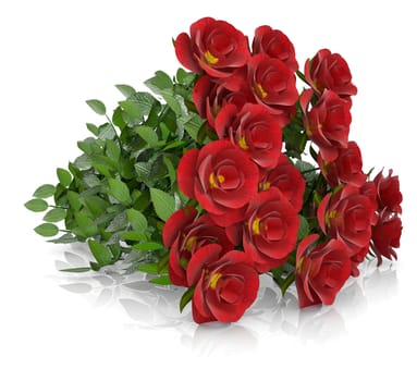 Group of red roses. Isolated render on a white background