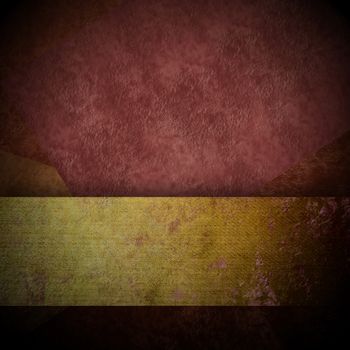 dark brown background with grunge geometric texture and gold ribbon stripe design layout