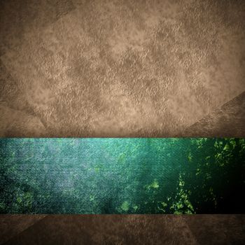 abstract brown background with vintage grunge background texture brown paper wallpaper for brochure or website background, grunge green ribbon side bar banner for web template