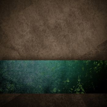 dark brown and green grunge background with copy space