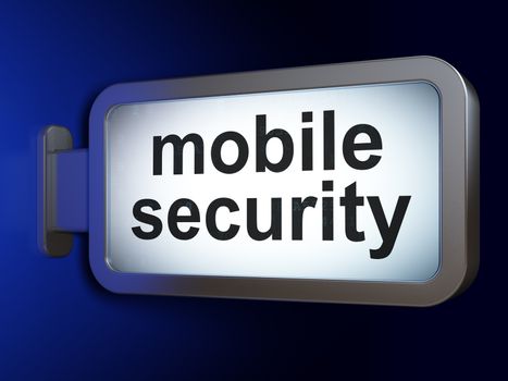 Privacy concept: Mobile Security on advertising billboard background, 3d render