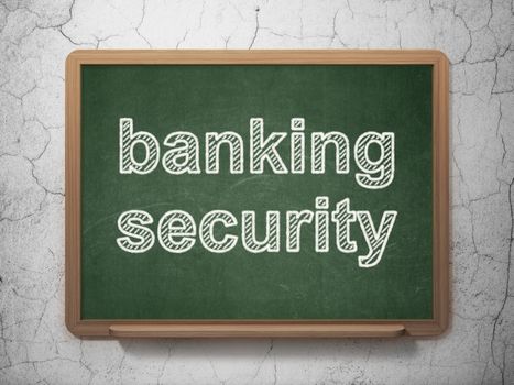 Protection concept: text Banking Security on Green chalkboard on grunge wall background, 3d render