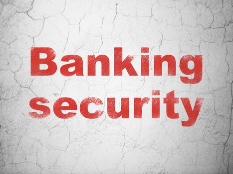 Security concept: Red Banking Security on textured concrete wall background, 3d render