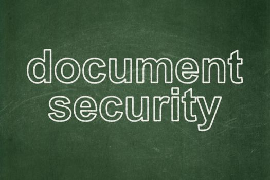 Protection concept: text Document Security on Green chalkboard background, 3d render