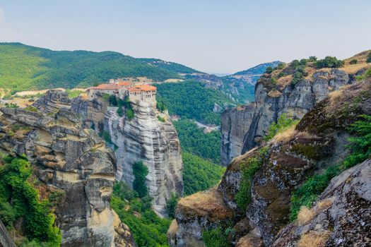 Meteora. Famous Greek Christian monastery on the rock. Greece.