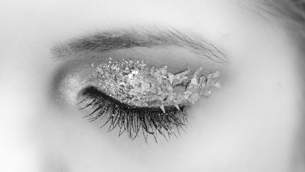 Close-up portrait of beautiful caucasian young woman (black and white)