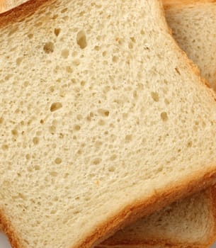 Bread slices on white background