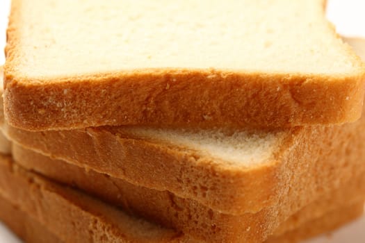 Bread slices on white background