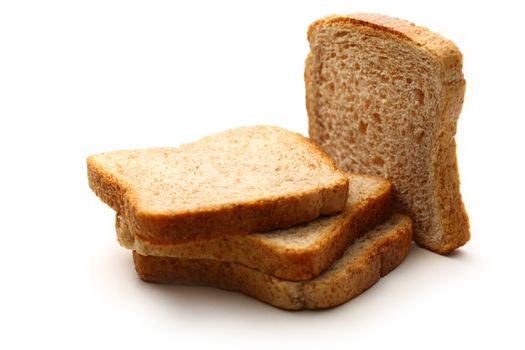 Bread slices on white background