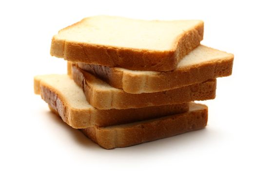 Bread slices on white background