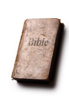 Old Bible book on white background