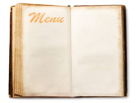 Blank vintage menu book